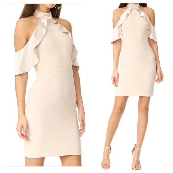 ALICE & OLIVIA CREAM COLD SHOULDER MIDI - Picture 3 of 4